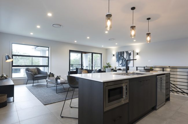 San Remo 273 with open plan kitchen and pendant lights
