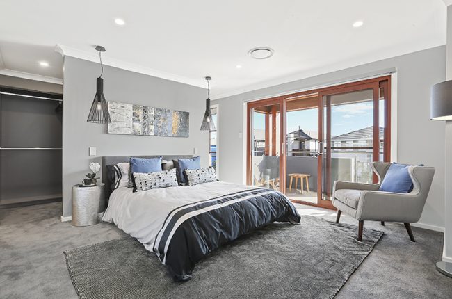 Newport 270 master bedroom with balcony