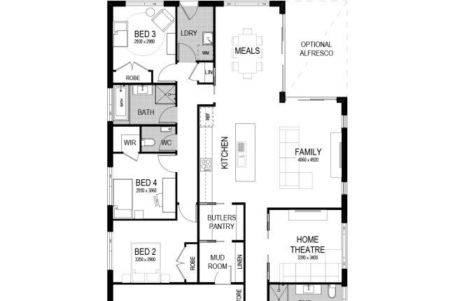 avoca 210 floor plan with garage on the left - rotated