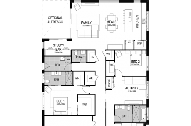 bondi 249 floor plan with garage on the left - rotated