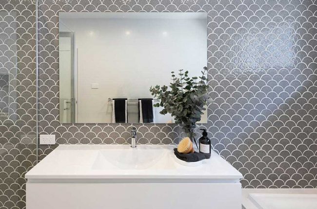 Avalon 1 249 bathroom design with patterned feature walls