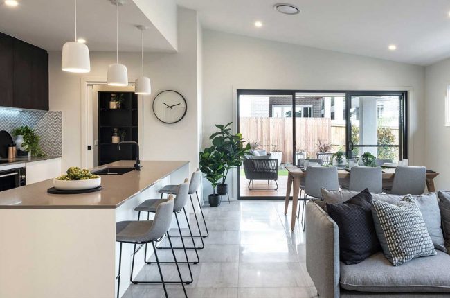 Southport 217 open plan kitchen, living and dining room with alfresco