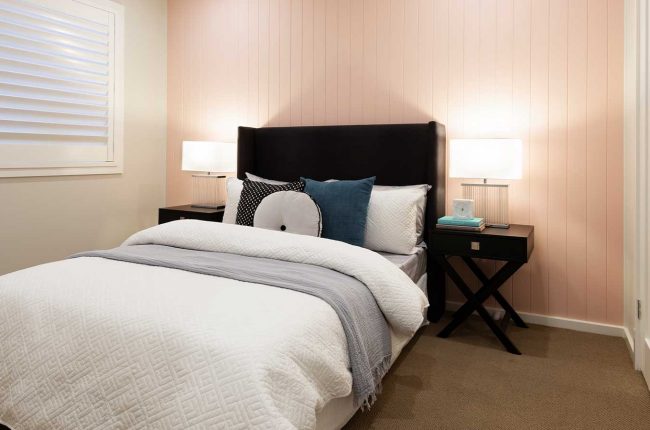 Southport 217 bedroom design with pink panelled walls