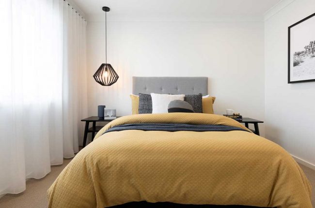 Coolum 266 bedroom with yellow bedspread