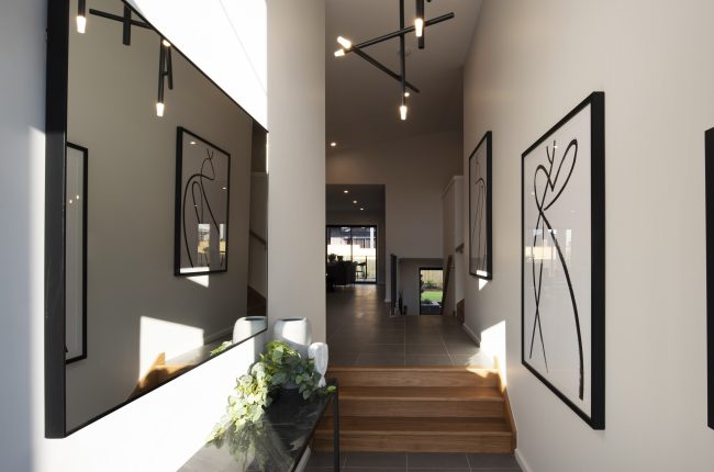 San Tropez 273 entrance hall with modern chandelier