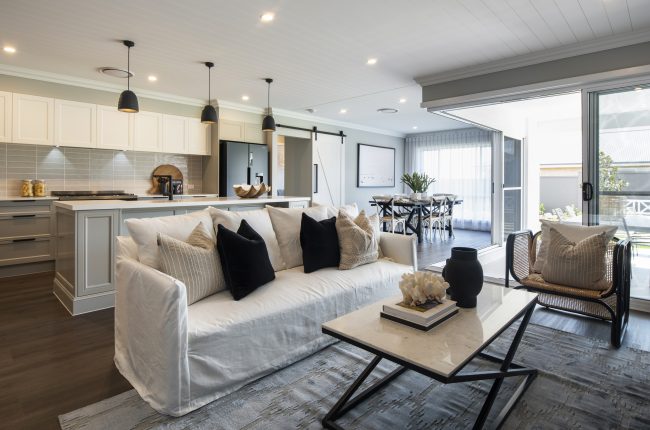 Avoca 210 open plan living room and kitchen