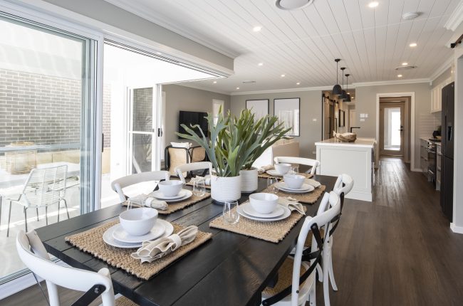 Avoca 210 dining room with dark timber table