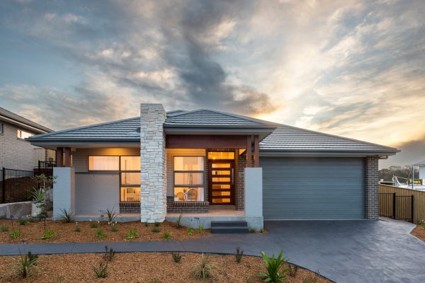 Bondi 249 display home at twilight