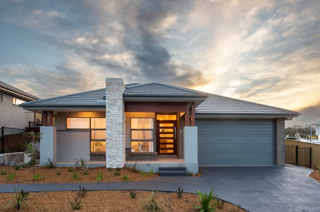 Bondi 249 display home at twilight